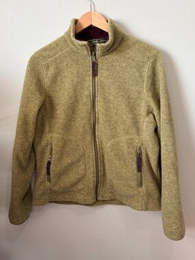 Eddie Bauer Polartec Fleece Jacket Women Medium Green Purple Trim Full Zip
